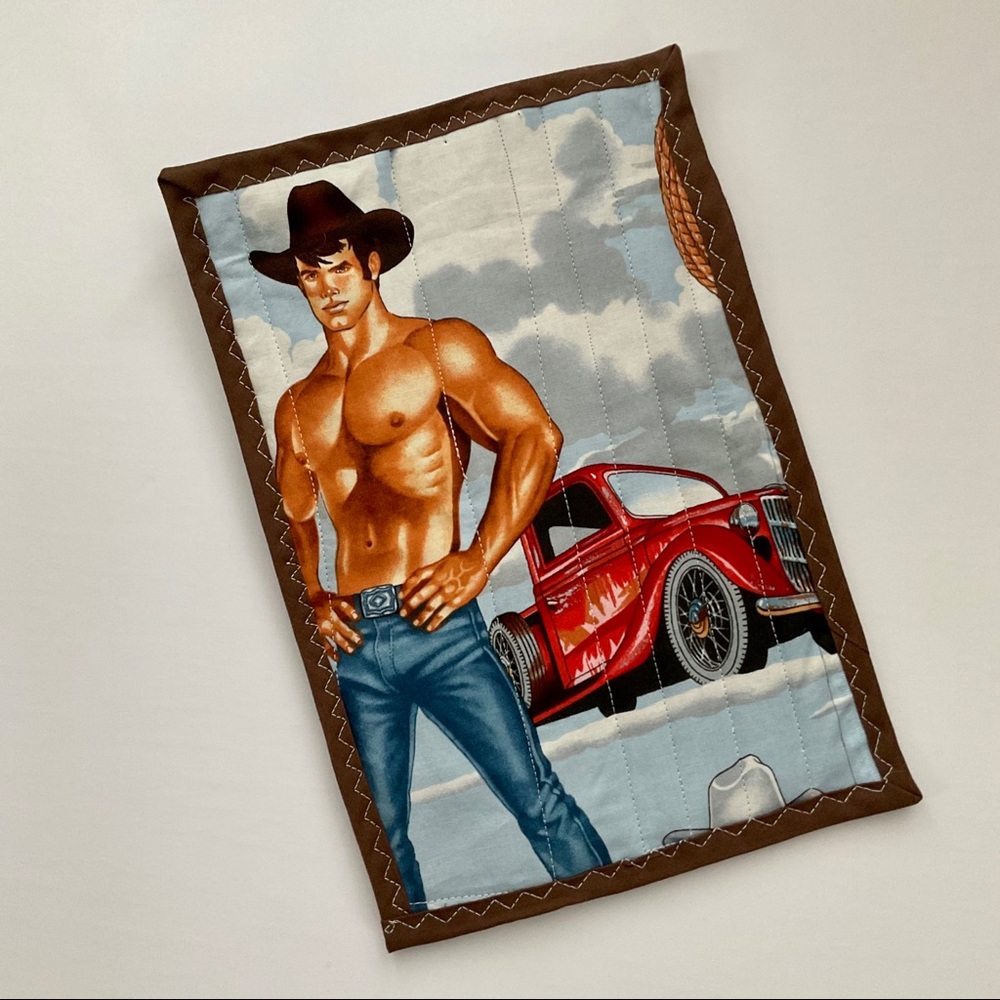Cowboy Pickup Truck Pot Holder Oven Mitt Trivet
